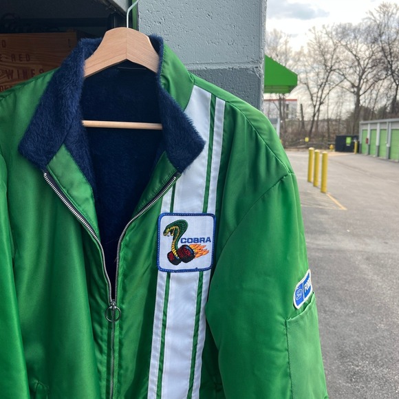 Mel Nick Outerwear Other - Vintage RARE 60s 70s Ford Mustang Cobra Racing Jacket Green Faux Fur Men XL